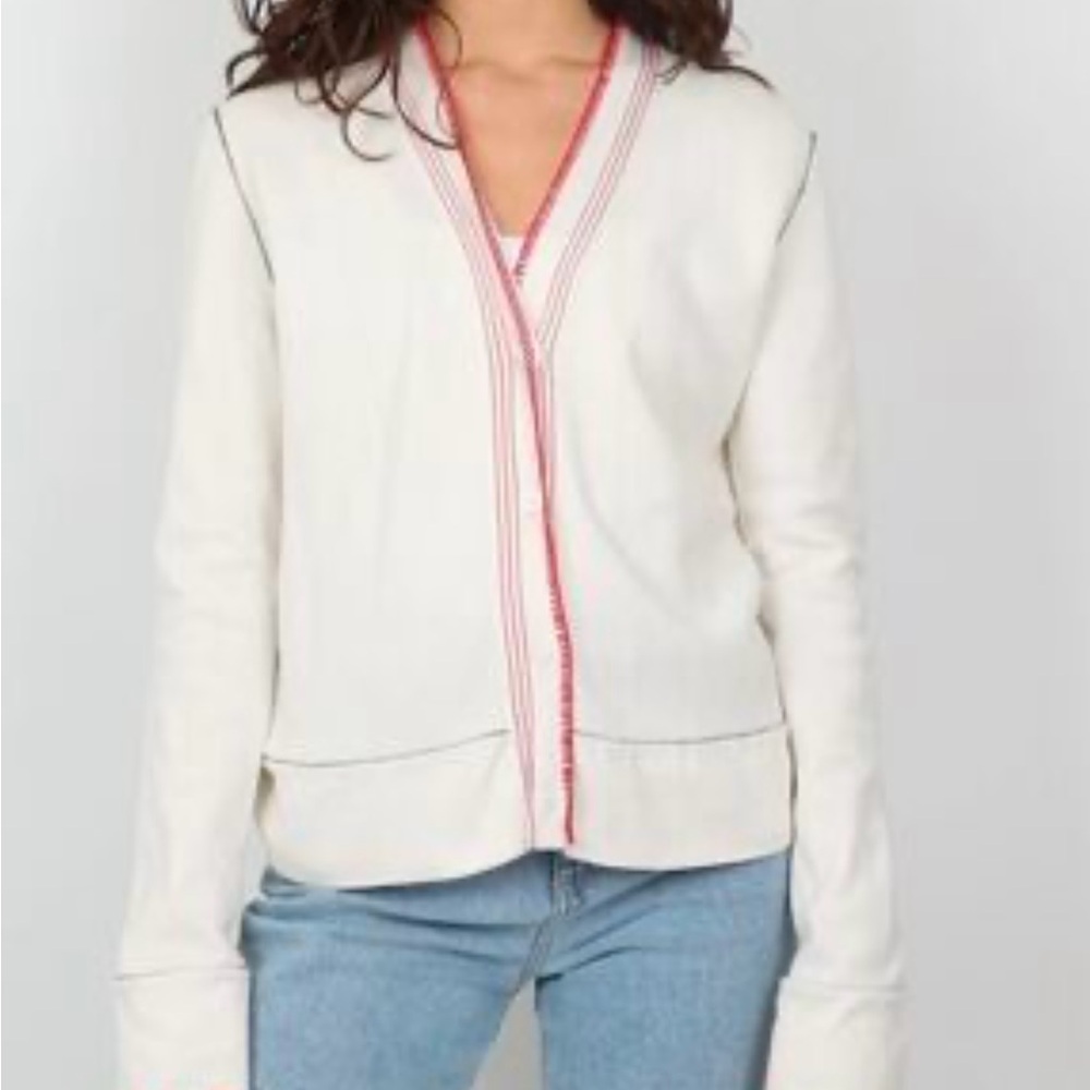 Jil Sander Cream and Red Cardigan